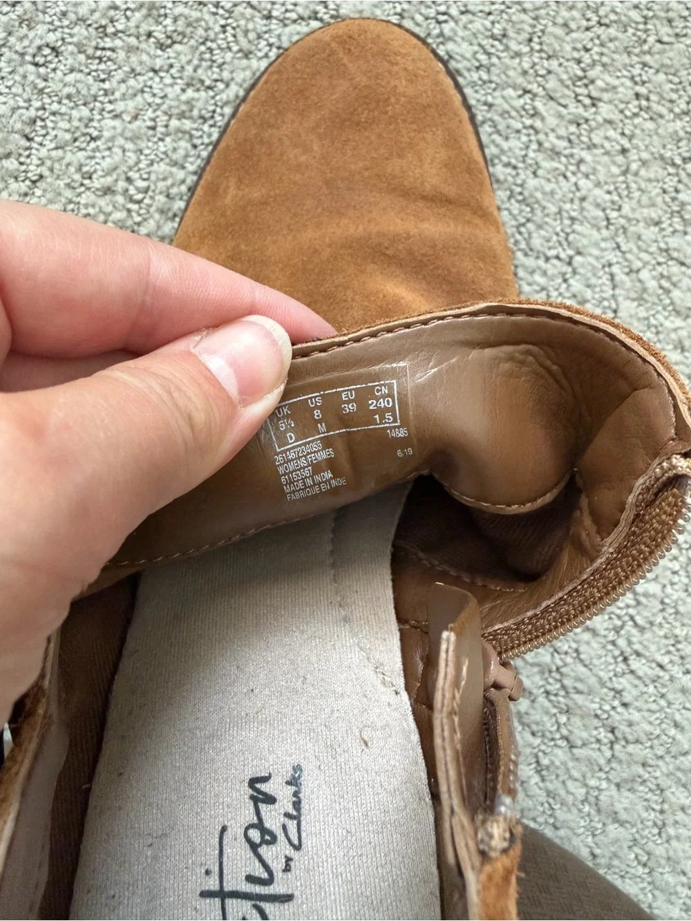 Clarks Woman’s Brown Suede ankle Boots with Side Buckle
